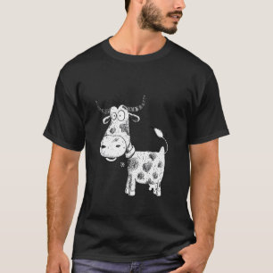 Crazy Cartoon Cow Cute Farm Animal Design For Cow  T-Shirt