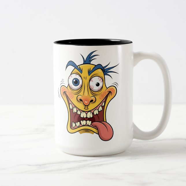 Crazy Cartoon Face Mug - Drôle Expression Café (Droit)