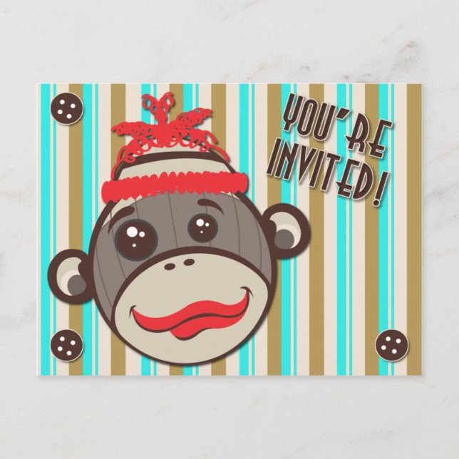 Crazy Casquette Sock Monkey Vous êtes Invité Carte (Devant)