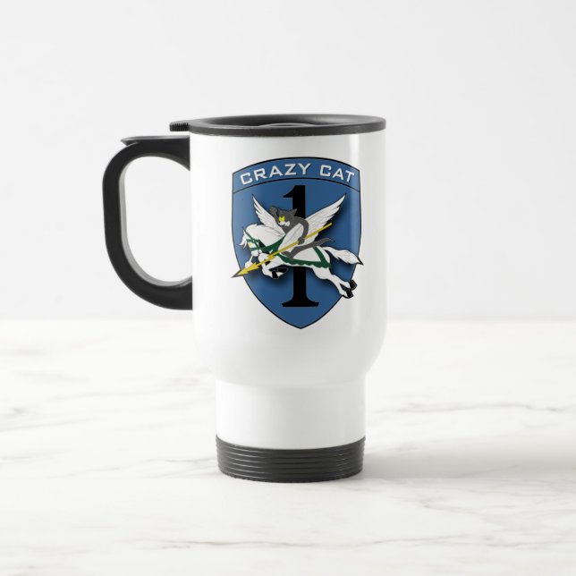 Crazy Cat Aviation 1 Travel Mug (Left)