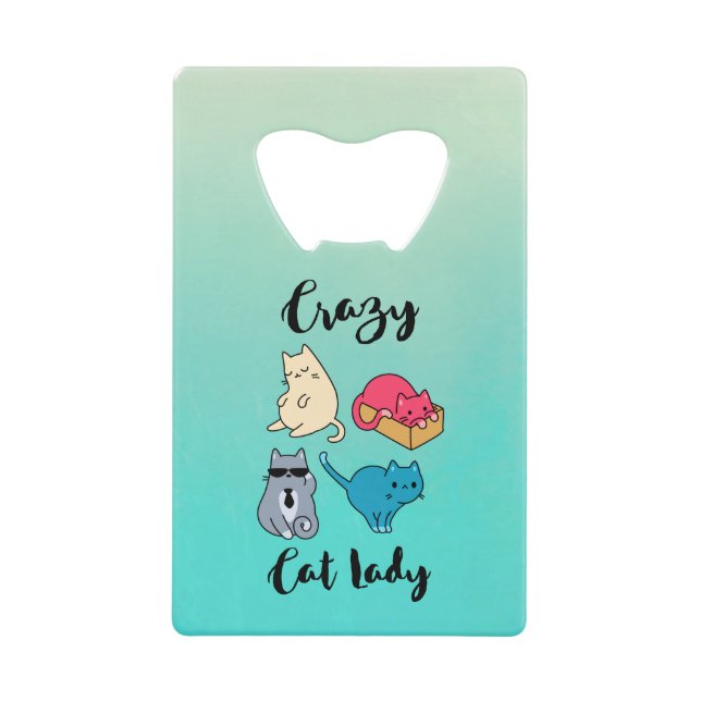 Crazy Cat Lady and 4 Cute Cats Wallet Bottle Opener (Front)