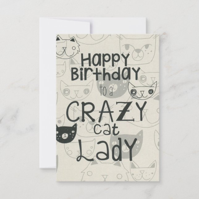 Crazy Cat Lady Birthday Card (Front)