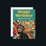 Crazy Cat Lady Birthday Holiday Postcard<br><div class="desc">Colourful retro abstract portrait of a cat used to celebrate the birthday of a crazy cat lady.</div>