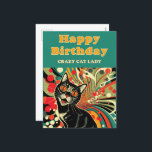 Crazy Cat Lady Birthday Holiday Postcard<br><div class="desc">Colourful retro abstract portrait of a cat used to celebrate the birthday of a crazy cat lady.</div>