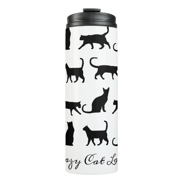 Crazy Cat Lady Black Cat Silhouettes Thermal Tumbler (Front)