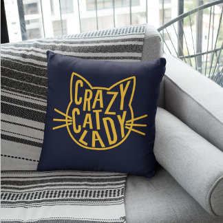 Crazy Cat Lady Cat Face Throw Pillow