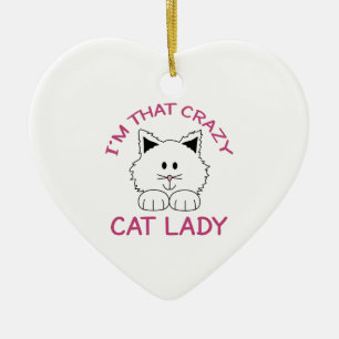 CRAZY CAT LADY CERAMIC ORNAMENT