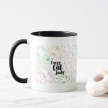 Crazy Cat Lady Colourful Cartoon Pattern Gift