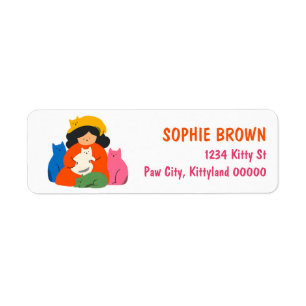 Crazy Cat Lady Colourful Kittens Return Address 