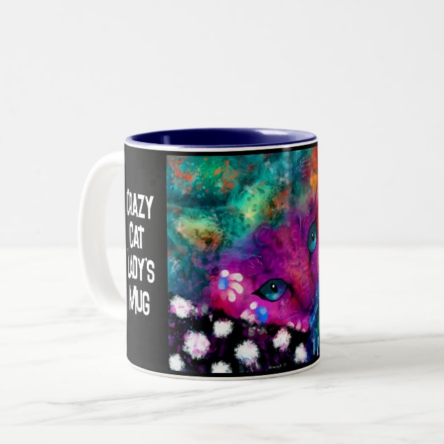 Crazy Cat Lady Cup Mug - Whimsical Kitty Cat (Devant gauche)