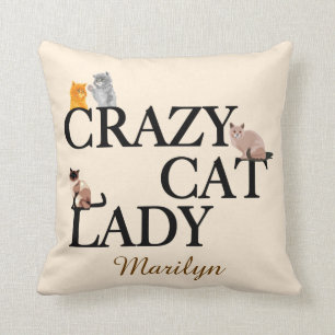 Crazy Cat Lady Custom Ivory Throw Pillow
