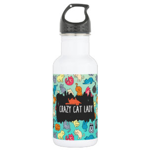 Crazy Cat Lady Cute and Playful Cat Pattern 532 Ml Water Bottle