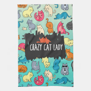 Crazy Cat Lady Cute and Playful Cat Pattern Kitchen Towel