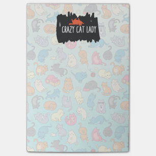 Crazy Cat Lady Cute and Playful Cat Pattern Post-it Notes