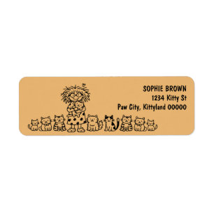 Crazy Cat Lady Cute Kittens Doodle Return Address