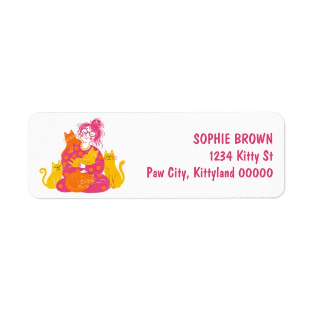 Crazy Cat Lady Cute Kittens Pink Return Address  (Front)