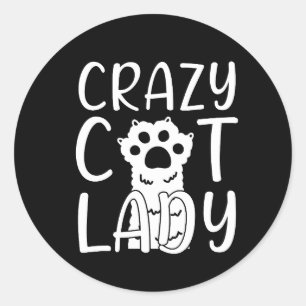 crazy cat lady design classic round sticker