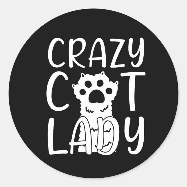 crazy cat lady design classic round sticker (Front)