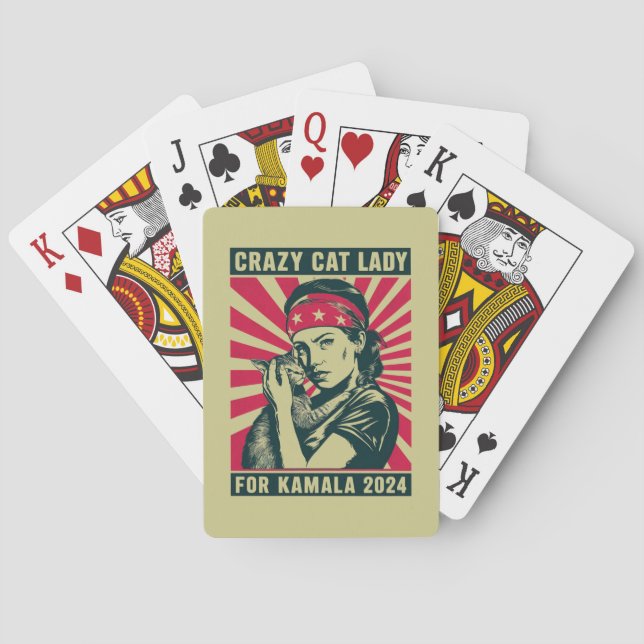 Crazy Cat Lady For Kamala 2024  Playing Cards (Back)