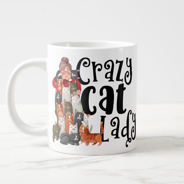 Crazy Cat Lady For that Cat Lover In Your Life Large Coffee Mug (Left)