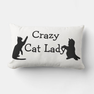 Crazy Cat Lady Fun Animal Art Lumbar Pillow