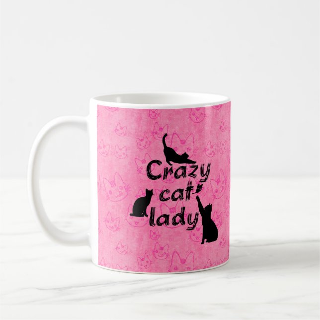 Crazy Cat Lady Fun Funny and Cool Playful Cats Coffee Mug (Left)