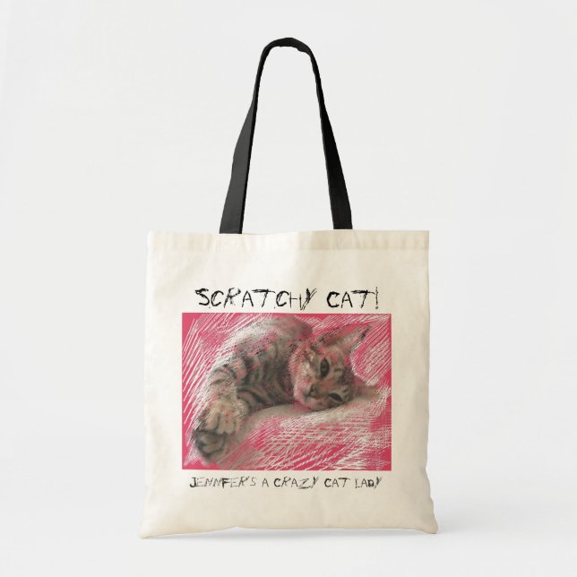 Crazy Cat Lady fun pink tote bags (Front)