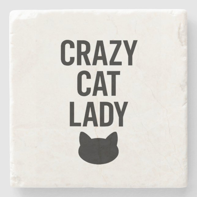 Crazy Cat Lady – Funny Cat Lover Gift Stone Coaster (Front)