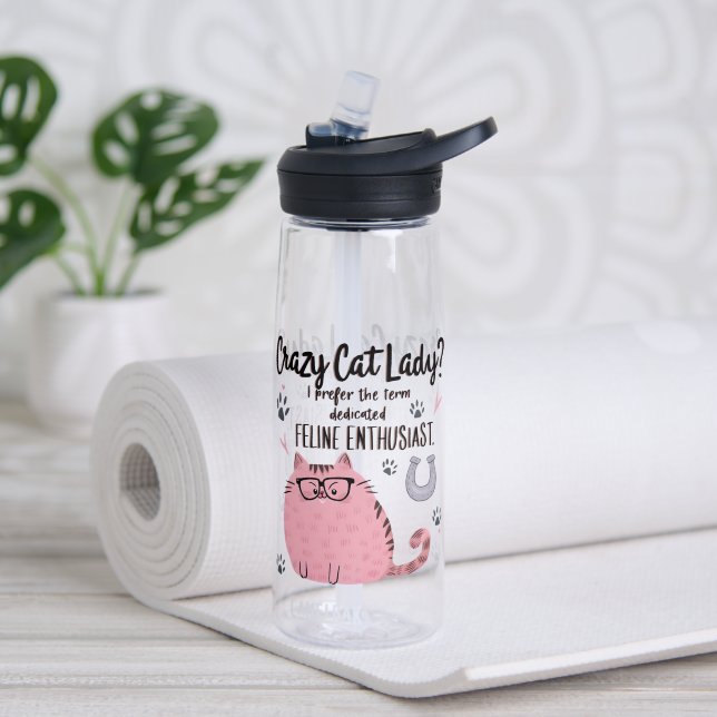 Crazy Cat Lady? Funny Cat Lover Gift  Water Bottle (Yoga (Rotated))