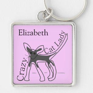 Crazy Cat Lady Funny Cat Personalized Design Keychain