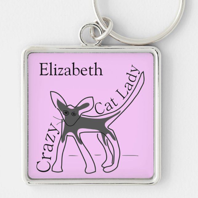 Crazy Cat Lady Funny Cat Personalized Design Keychain (Front)