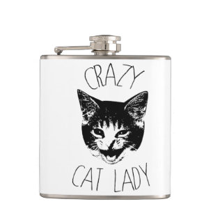 Crazy Cat Lady, Funny Kitten Face Hip Flask