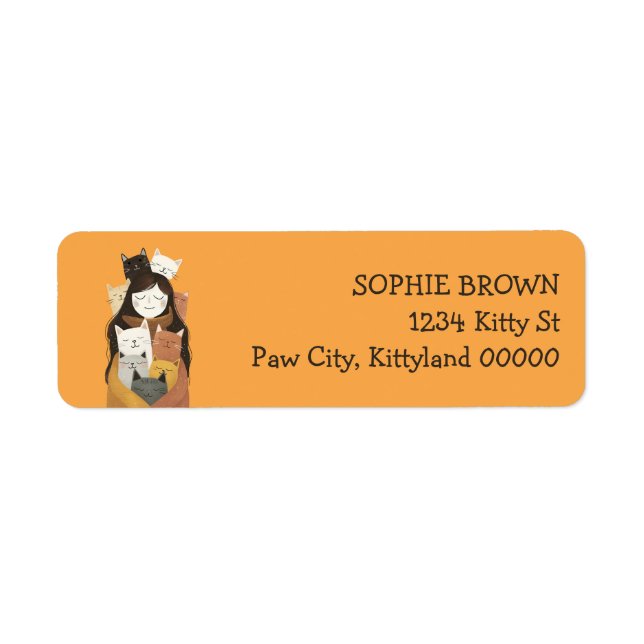 Crazy Cat Lady Illustration jolie Adresse de retou (Devant)