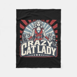 Crazy Cat Lady Kamala Harris Strong Women Fleece Blanket