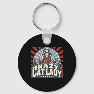 Crazy Cat Lady Kamala Harris Strong Women  Keychain