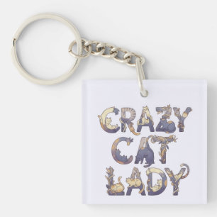 Crazy Cat Lady Keychain