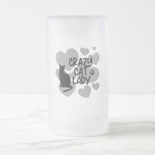 Crazy Cat Lady Notebook Frosted Glass Beer Mug