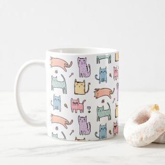 Crazy cat lady pastel multicolor cartoon cat mug