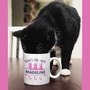 Crazy Cat Lady Pink Glitter Coffee Mug
