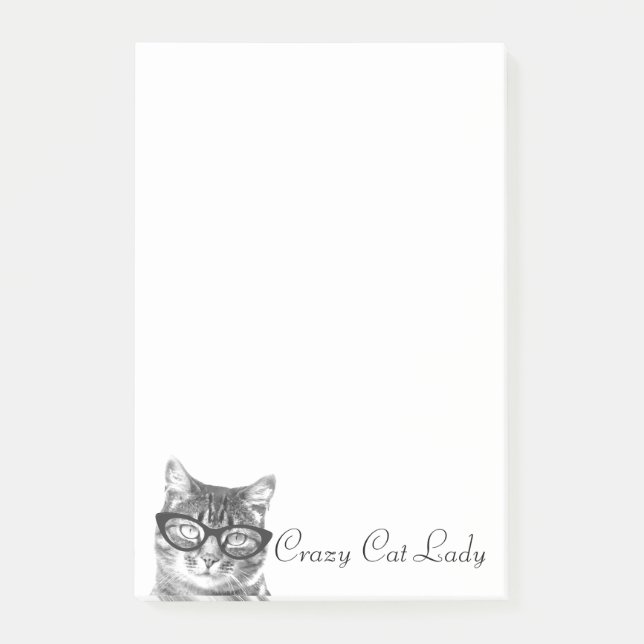 Crazy cat lady Post-it® notes | kitty in glasses (Front)