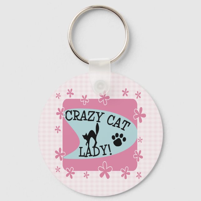 Crazy Cat Lady - Retro Keychain (Front)