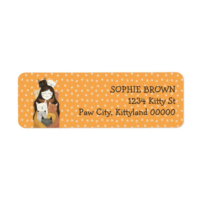Crazy Cat Lady sur Paw Motif mignonne Adresse de r (Devant)