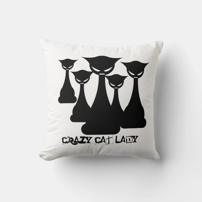 Crazy Cat Lady Throw Pillow (Front)