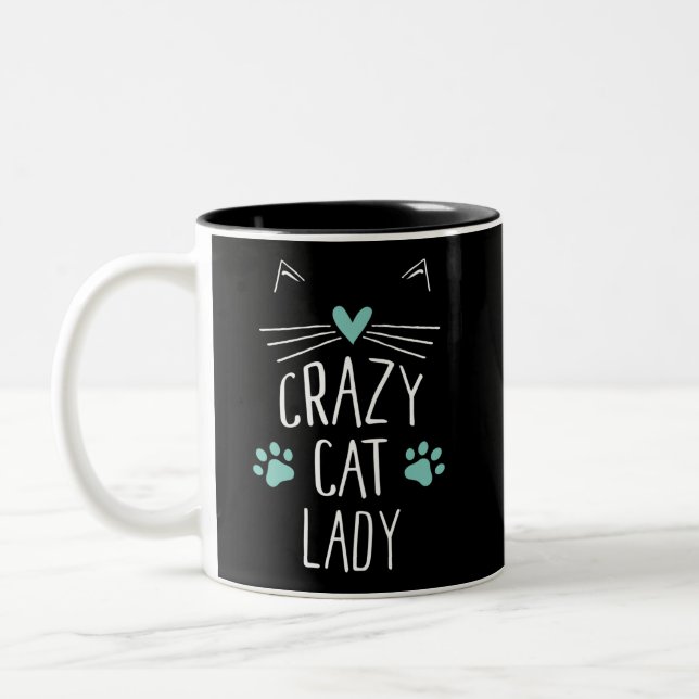 Crazy Cat Lady Two-Tone Coffee Mug (Left)
