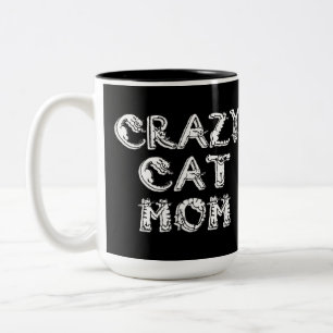 Crazy Cat Mom White Logo Two-Tone Coffee Mug