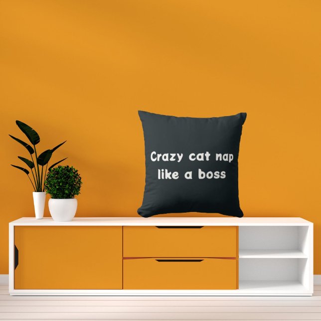 Crazy Cat Nap Like A Boss Cute Modern Cool Throw Pillow (Creator Uploaded)