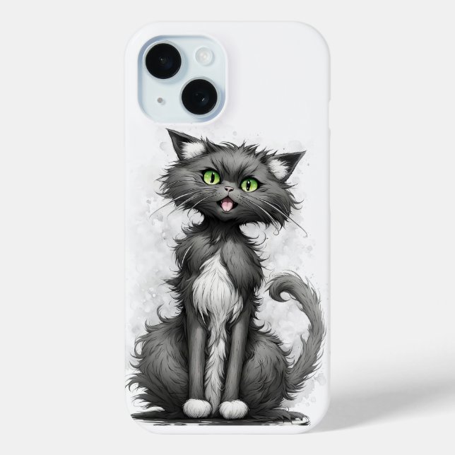 Crazy Cat On White Case-Mate iPhone Case (Back)