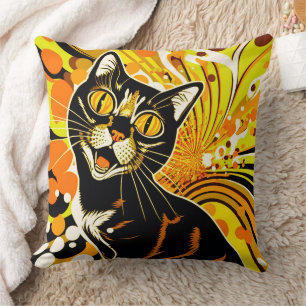 Crazy Cat  Throw Pillow
