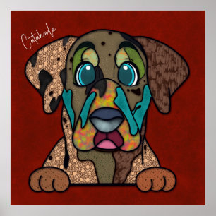  Crazy Catahoula dog face-handpainted  Poster