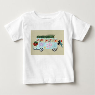 Crazy Cats in their Christmas Hippie Van Baby T-Shirt